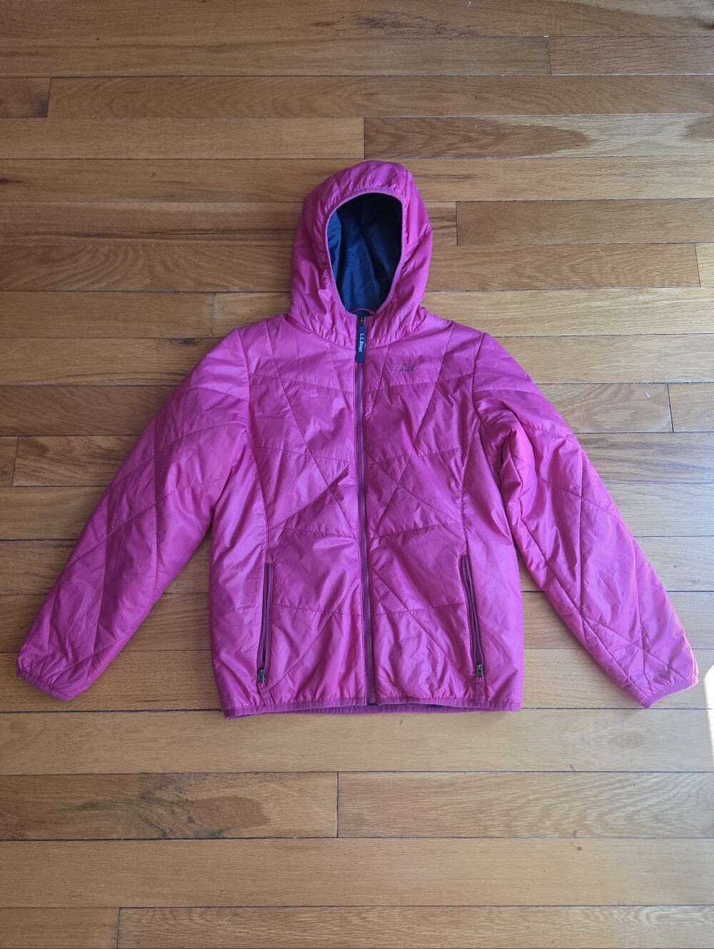 L.L. Bean Girls' Bright Pink Hooded Puffer Jacket